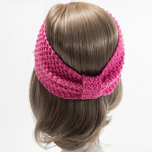 Gestricktes Stirnband in Rosarot mit Schleife für Damen, winterlicher Haarschmuck