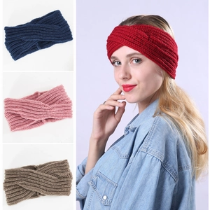 Women Men Knitted Headband Winter Warm Ear Warmer Twisted Crossover Acrylic Yarn Striped Geometric Fashion Hair Accessories