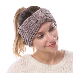 Fascia per Capelli in Maglia di Ciniglia Donna Calda Invernale con Fiocco Scaldaorecchie Morbida Elastica per Uso Quotidiano
