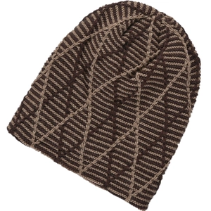 Detailed close-up showing the intricate diamond grid knit texture of this warm winter beanie