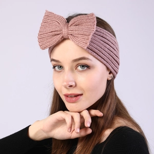 Women's Knitted Bow Headband Winter Warm Acrylic Ribbed Solid Color Hair Band For Outdoor Daily Fashion Headwrap Styling