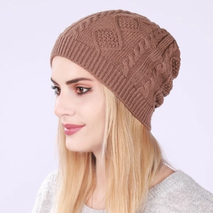 Unisex Slouchy Beanie Hat Soft Acrylic Winter Warm Cable Knit Diamond Pattern Knitted Skull Cap For Men Women Outdoor Daily Fashion Headwear