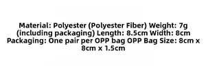 Detail view of polyester mesh gloves dimensions 8.5x8cm and lightweight 7g material