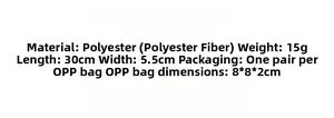 Detailed size and material specification chart for long polyester fingerless sun gloves