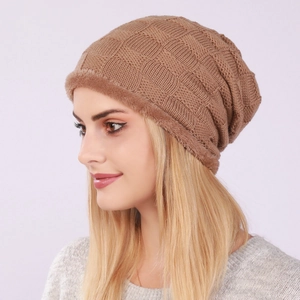Unisex Winter Warm Knit Beanie Hat Thick Plush Fleece Lined Checkered Waffle Pattern Slouchy Skull Cap Cold Proof Headwear