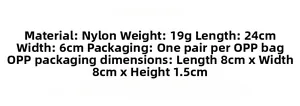 Detailed sizing chart for fishnet rhinestone gloves showing dimensions of 24cm by 6cm