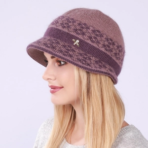 Women Winter Warm Knitted Bucket Hat Faux Rabbit Fur Thickened Jacquard Beanie With Rhinestone Metal Decoration Cold Weather