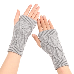 Mitaines tricotées grises pour hommes et femmes avec texture à motif losanges