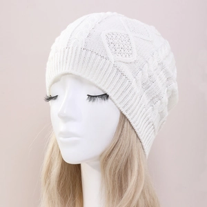 Slouchy Strickmütze Für Herren Damen Winter Warm Polyacryl Zopfstrick Rautenmuster Beanie Mütze Ohrenschutz Outdoor Kopfbedeckung