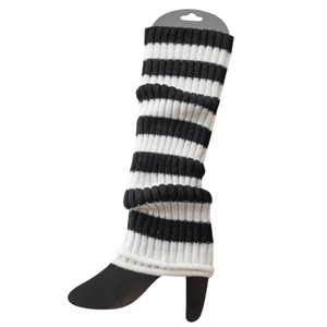 Jambières tricotées à rayures noires et blanches classiques pour femmes de style Harajuku