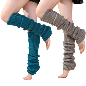 Jambières Longues en Tricot à Côtes pour Femmes Chaussettes Slouch en Acrylique Doux pour Hiver Danse Yoga Chaudes