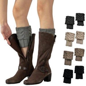 Women Cable Knit Boot Cuffs Short Leg Warmers Winter Warm Crochet Gaiters Acrylic Knit Sock Toppers For Boots Accessories