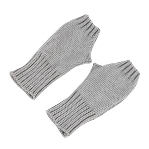 Gants tricotés gris sans doigts pour femmes avec poignets côtelés pour l'hiver