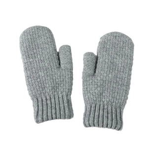 Winter grey cable knit fingerless gloves with thick thermal lining for warm hand protection