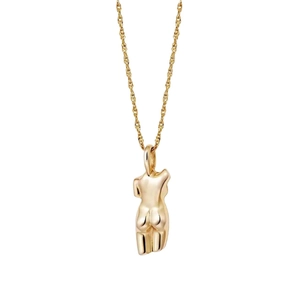Gouden roestvrijstalen ketting met een moderne abstracte vrouwelijke torso hanger