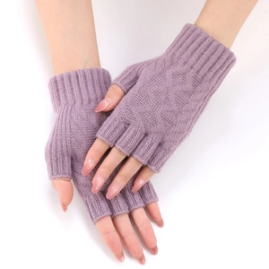 Women Winter Knitted Fingerless Gloves Cable Knit Acrylic Polyester Warm Solid Color Arm Warmers For Typing Daily Commute