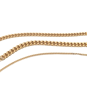 Tres variaciones de cadenas de eslabones cubanos de titanio chapado en oro de grosores