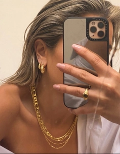 18k vergoldete Chunky Croissant Ohrringe und mehrlagige Halskette im Set für Damen
