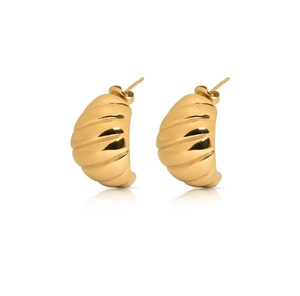 Orecchini a Bottone Croissant Vintage Francese per Donna Placcati Oro 18K in Acciaio Inossidabile Gioielli Metallici