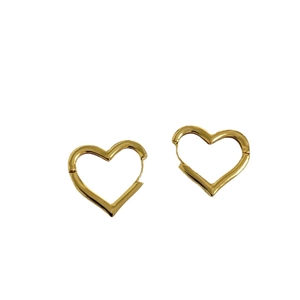 Boucles d'oreilles créoles cœur en acier inoxydable plaqué or 18 carats avec poli