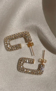 Luxus Zirkonia Eingelegt C-Förmige Creolen 18K Vergoldet Edelstahl Hypoallergen Vintage Ohrstecker Für Damen Schmuck