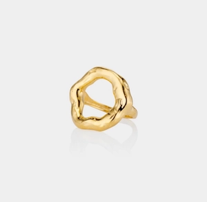 Anillo Geométrico Cóncavo Lava Para Mujer Acero Inoxidable Minimalista Chapado En Oro De 18K Metal Líquido Irregular Anillo Artístico Joyería Regalo