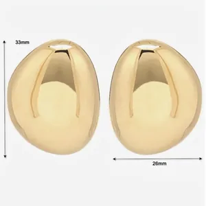 Orecchini geometrici irregolari in acciaio placcato oro 18K, finitura lucida, 33mm x 26mm