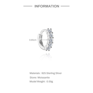 Spécifications de la boucle d'oreille moissanite en argent 925 avec diamètre de 0,65cm