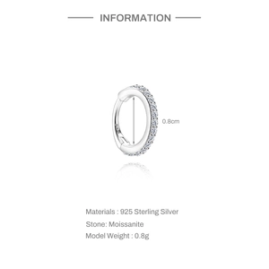 Λεπτομέρειες του daith ring από ασήμι 925 με moissanite, διάμετρος 0,8 cm, προδιαγραφές