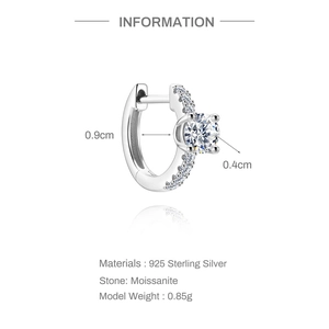 Λεπτομέρειες σκουλαρίκι S925 ασήμι με moissanite, βάρος 0,85g και πέτρα μεγέθους 0,4cm