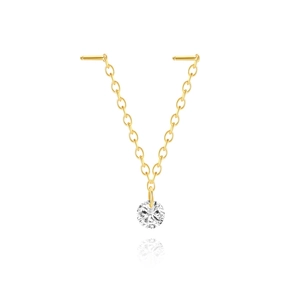 Minimalistische S925 zilveren kettingoorbel verguld met briljante ronde zirkoon hanger