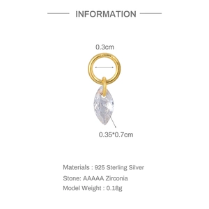 Makroansicht des 925er Silberanhängers mit Marquise-Zirkonia und 0,3 cm Goldring