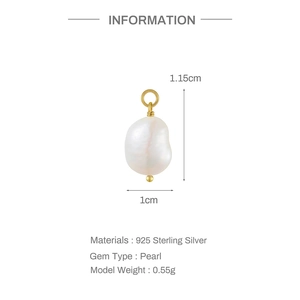 Details von Barockperlenanhänger mit 925er Silber vergoldeter Öse 1,15 cm
