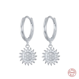 Elegante 925 Sterling Silber Sonnenblumen Ohrhänger mit funkelnden Kristallsteinen