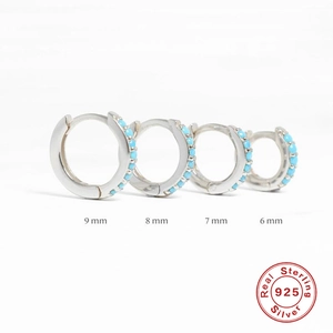 Ασημένιοι κρίκοι 925 με τιρκουάζ σε μεγέθη 6mm, 7mm, 8mm και 9mm