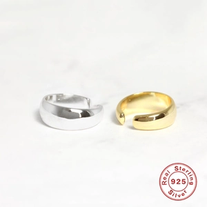 Gepolijste S925 sterling zilveren brede ear cuffs in zilveren en gouden afwerkingen