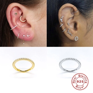 Boucles d'oreilles daith en argent 925 avec zircons pavés pour cartilage et hélix