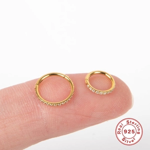 S925 sterling zilveren goud vergulde oorringen met micro-pave zirkonia steentjes
