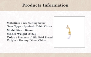 Detail of 925 sterling silver curved barbell with pear-shaped cubic zirconia