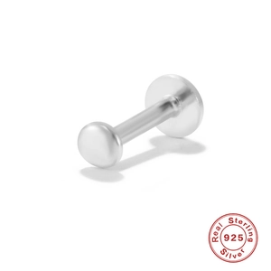 Minimalist S925 sterling silver flat back stud earring with polished ball top and threaded post
