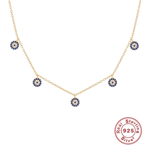 Bohemian 925 Sterling Silver Evil Eye Pendant Necklace Gold Plated Zircon Turkish Protection Jewelry For Women Gift