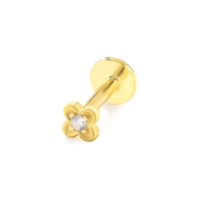 S925 Silber Ohrstecker vierblättriges Kleeblatt in Gold mit Kristall-Zentrum