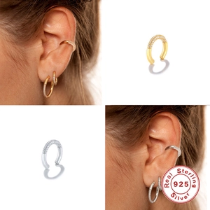 Klassische S925 Sterling Silber Ohrmanschetten mit Zirkonia in Gold und Silber Finish