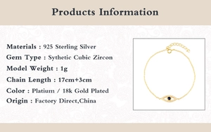 Vista dettagliata del bracciale Occhio del Diavolo in argento S925 lungo 17+3cm