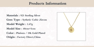 Detailed infographic showing 925 sterling silver star pendant specifications and size