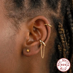 Parure de clous d'oreilles et de manchettes en argent 925 doré avec zircone jaune