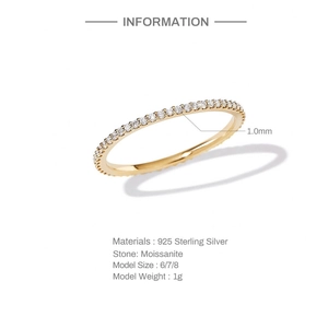 Minimalistischer Ring aus 925er Sterlingsilber mit 1mm Moissanit und Vergoldung