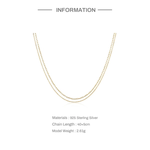 Detailansicht der S925 Sterling Silber Doppelschichtkette mit 40+5cm Länge und Goldfinish