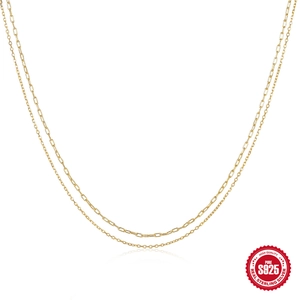 925 Sterlingsilber Doppelreihige Halskette Für Damen Minimalistische Mode Büroklammerkette Und O-Kette Gold Silber Vergoldet Schmuck