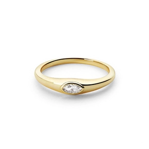 S925 Sterling Silber Marquise Diamant Augenring mit minimalistischem Goldfinish